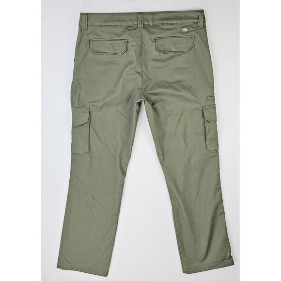 Dickies Crafted For Women 10R Khaki Green 32" Inseam 7 Pocket Logo Cargo Pants - Picture 1 of 13